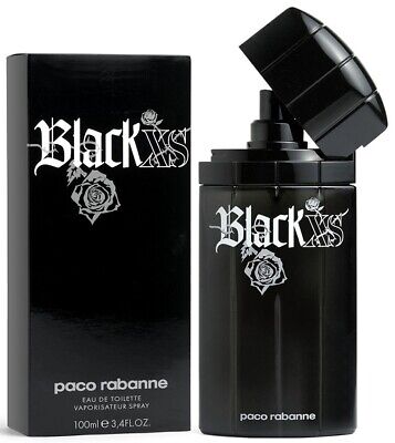 Paco Rabanne Black XS fragrance Eau De Toilette Spray bottle and box design