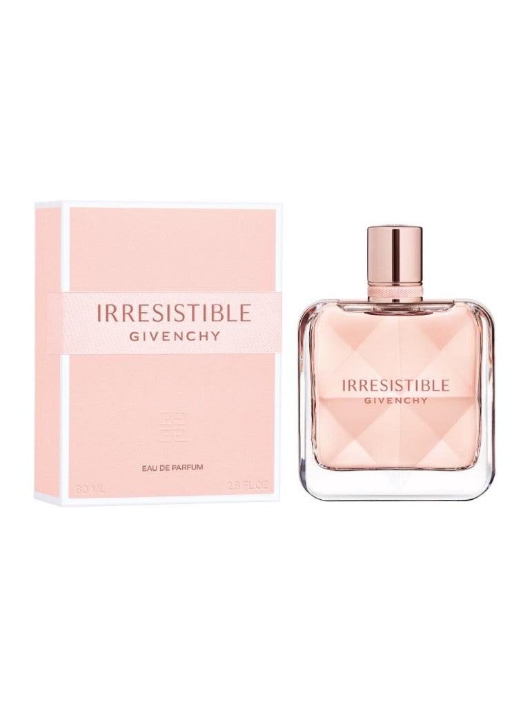 Givenchy Irresistible Eau de Parfum bottle and box in a stylish presentation.