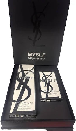 Yves Saint Laurent Myself Eau de Parfum set displayed in luxurious packaging with YSL branding.