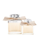 Chloe Eau de Parfum set showcasing two elegant bottles with ribbons, perfect for a fresh floral fragrance experience.