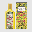 Gucci Flora Gorgeous Orchid perfume bottle and packaging with floral design, ideal for floral fragrance lovers.