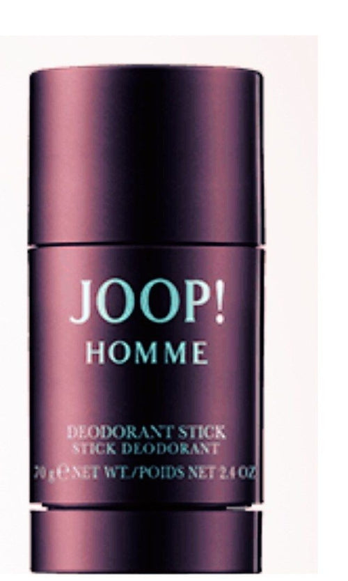 Joop Homme deodorant stick for men in a sleek purple container, featuring a sweet floral aroma.
