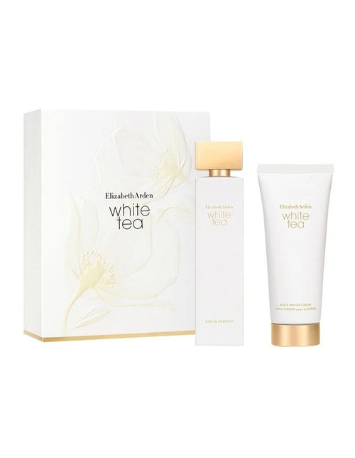 Elizabeth Arden White Tea Perfume Set with Eau de Parfum and body cream in elegant packaging.
